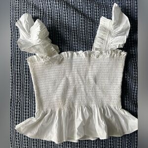 Hill House The Paz Top White Size Medium 100% Cotton/ Spandex Smocked